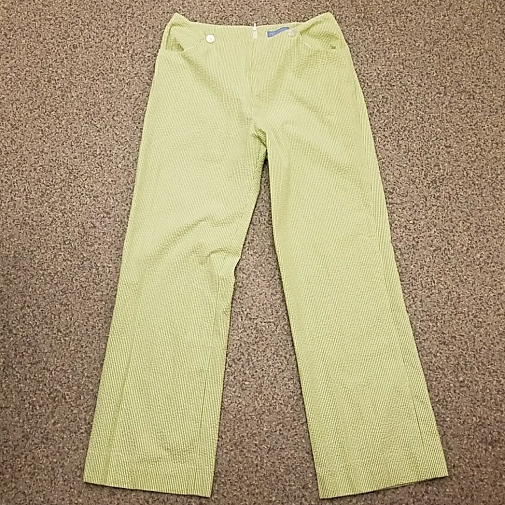 J. McLaughlin Green Searsucker Pants